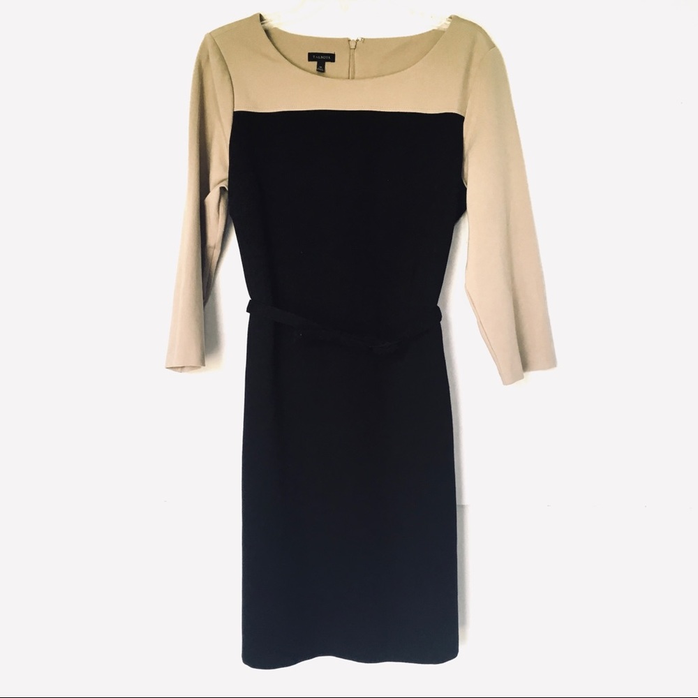 Talbots | Tan Black Color Block Career Dress 14